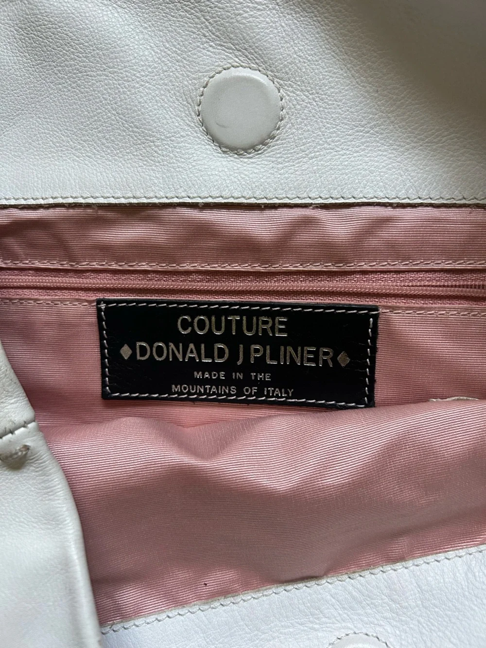 Donald J. Pliner White Leather Hobo with Silver Hardware